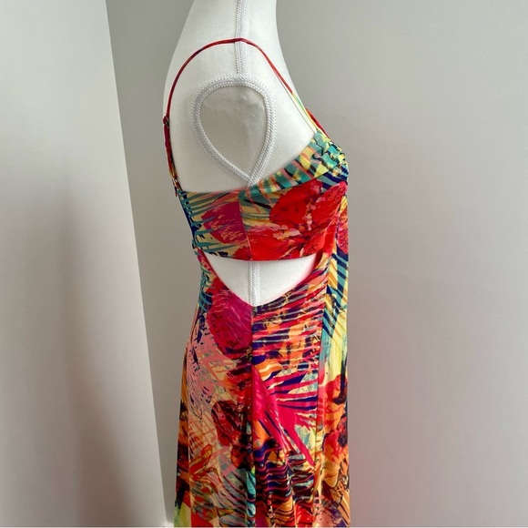 Marciano Hot House Hibiscus Cut Out Maxi Dress Size XS Resortwear Beach Tropical - Picture 3 of 9